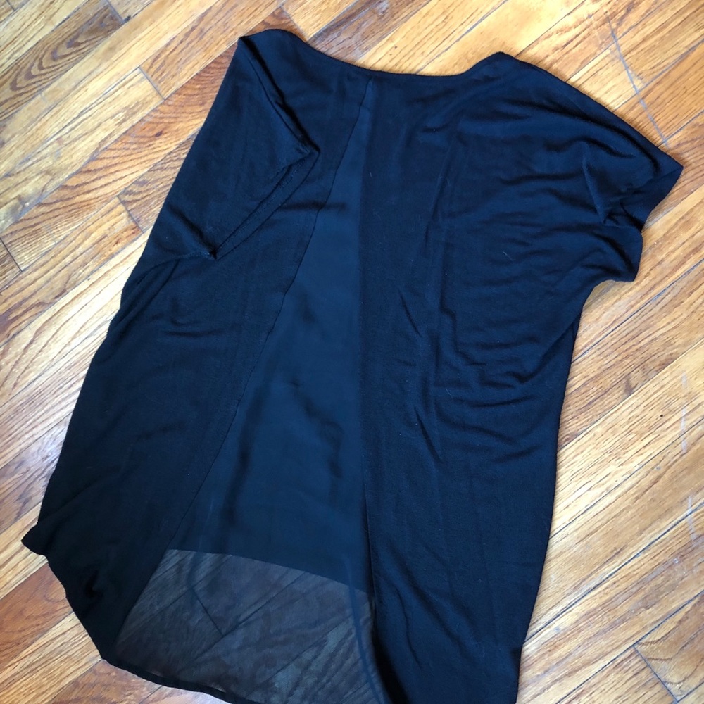 Black Cotton Tee with Peek Back